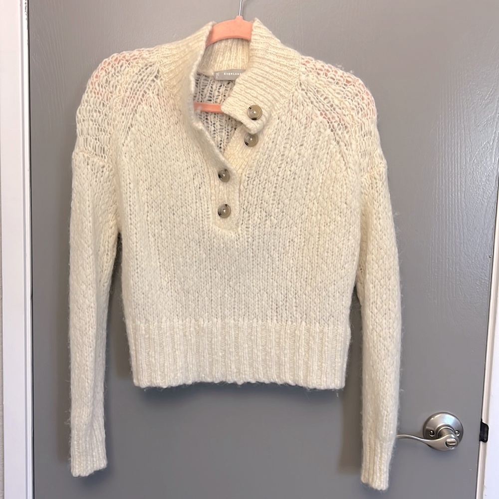 Everlane Cream Cowl Neck Sweater with Chunky Knit
